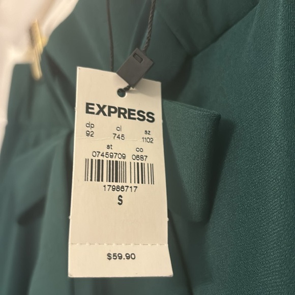 Dark green mid rise ankle lightweight pants with tie - Picture 4 of 5